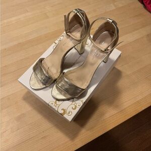 Chic Gold Ankle Strap Heels